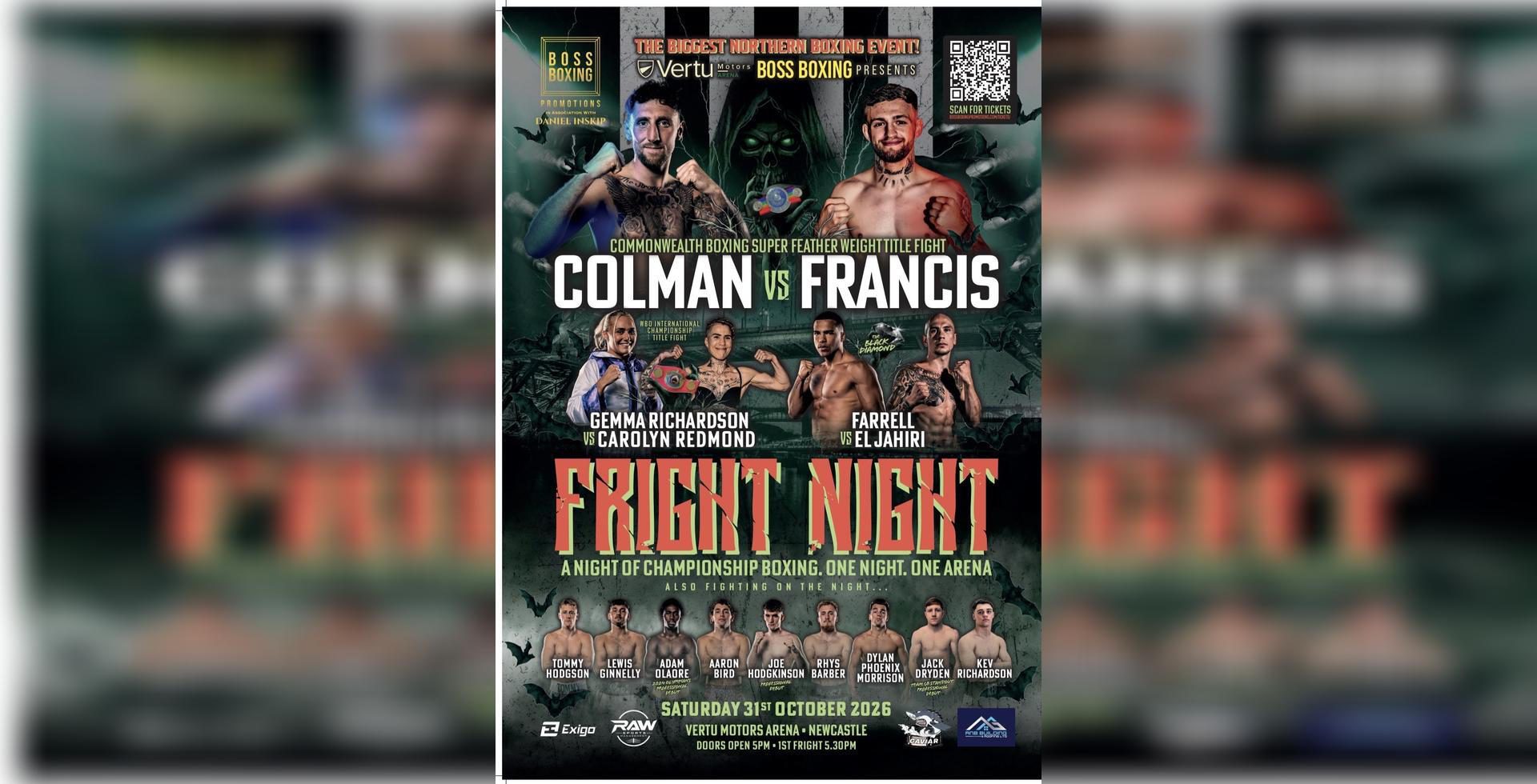 Boss Boxing Promotions presents 'Fright Night' in association with Daniel Inskip - Vertu Motors Arena
