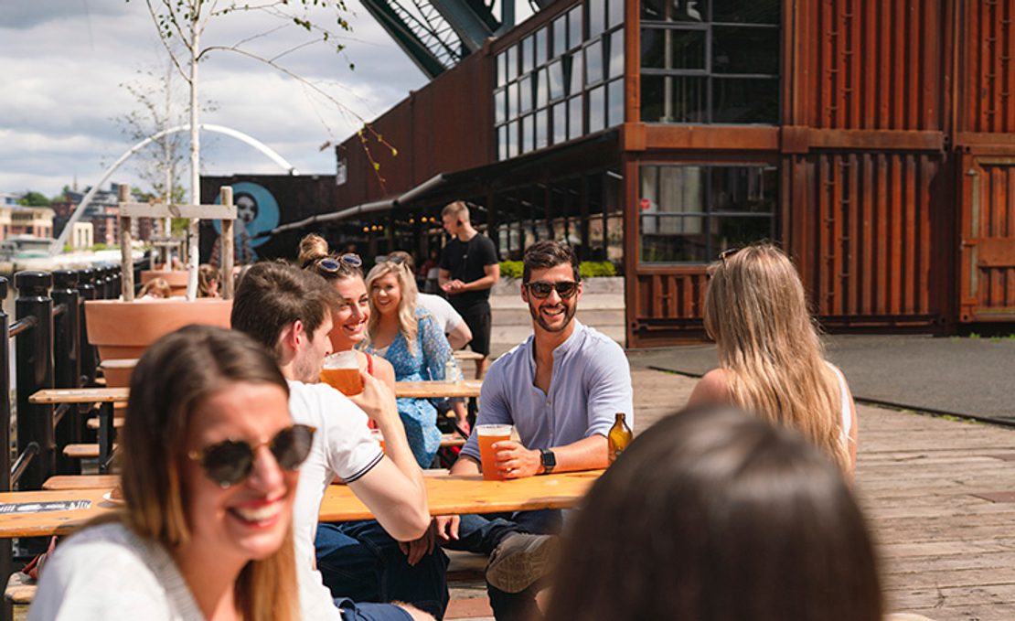 By The River Brew Co Drinks beside River Tyne Newcastle Gateshead Quayside