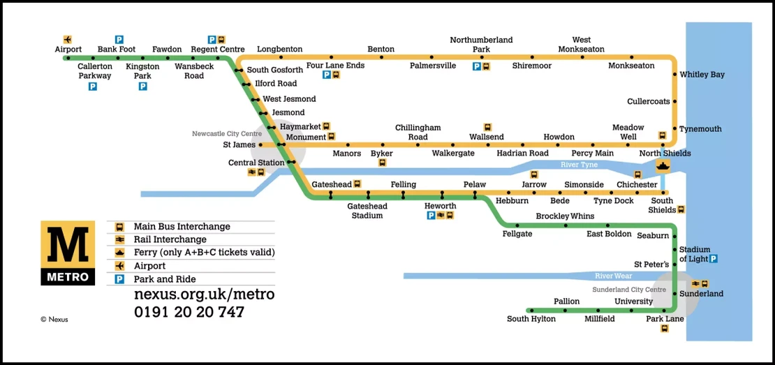 Tyneand Wear Metro Map