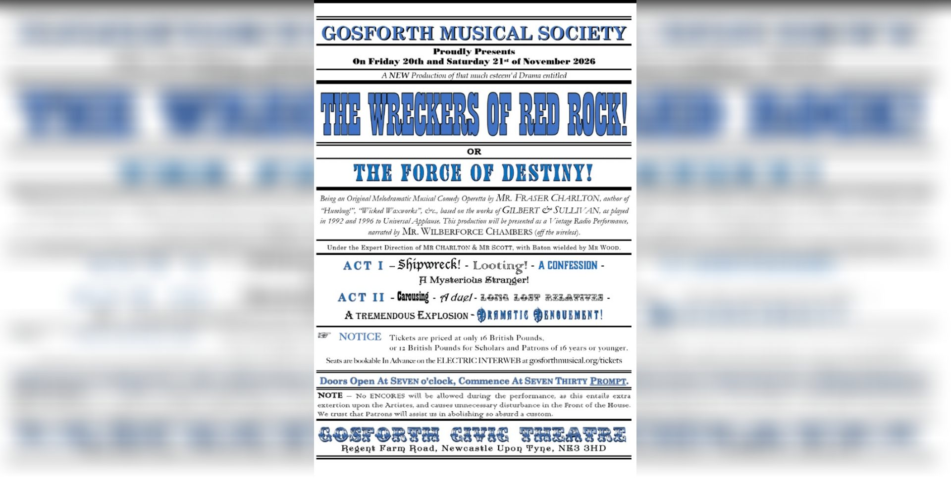 The Wreckers of Red Rock! Or the Force of Destiny - Gosforth Civic Theatre